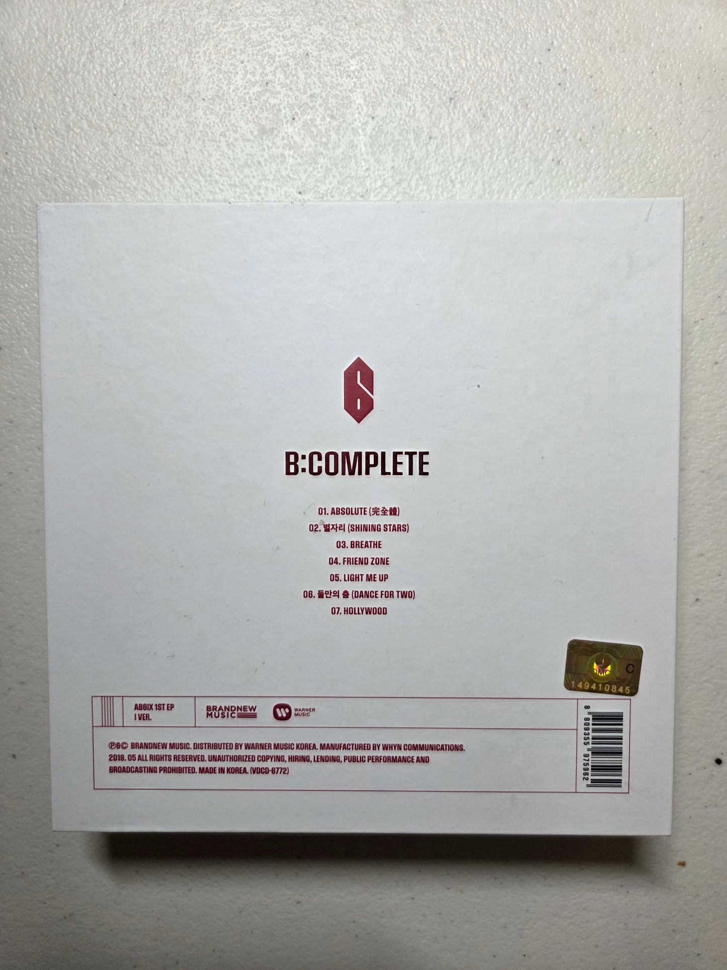 AB6IX B:COMPLETE 1st EP White Box CD, Stickers, Book 2019