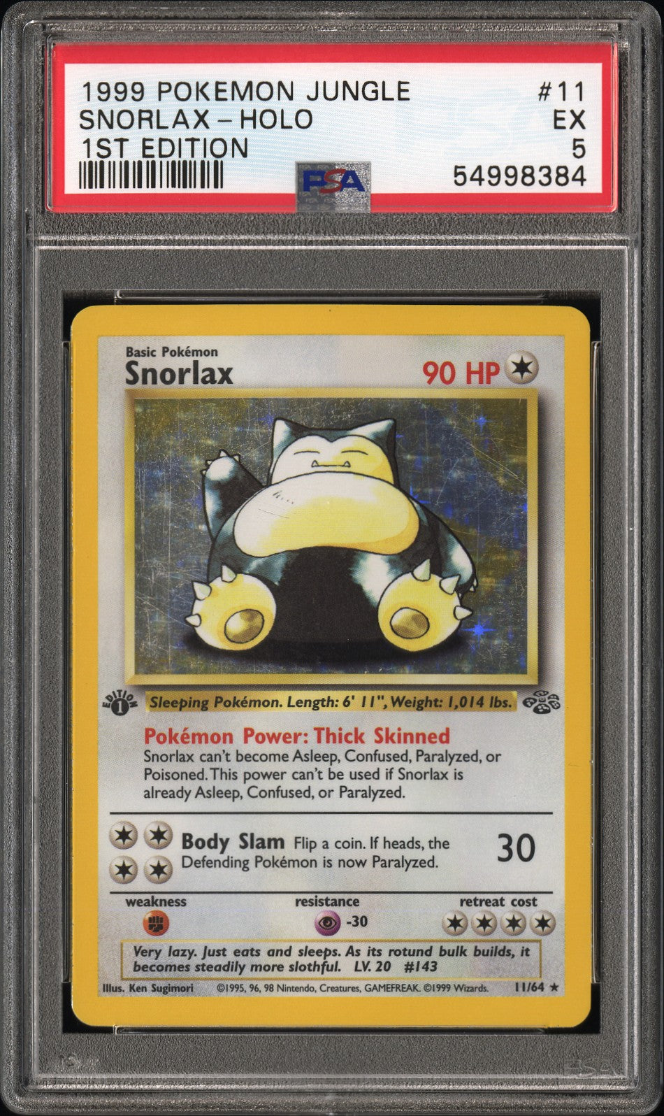 Pokemon 1999 Snorlax - Jungle 1st Edition - Holo - PSA 5