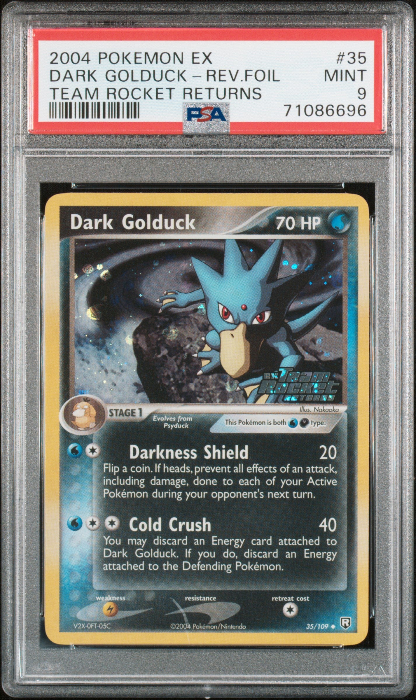 Pokemon 2004 Dark Golduck - Team Rocket Returns EX - Rev. Foil - PSA 9