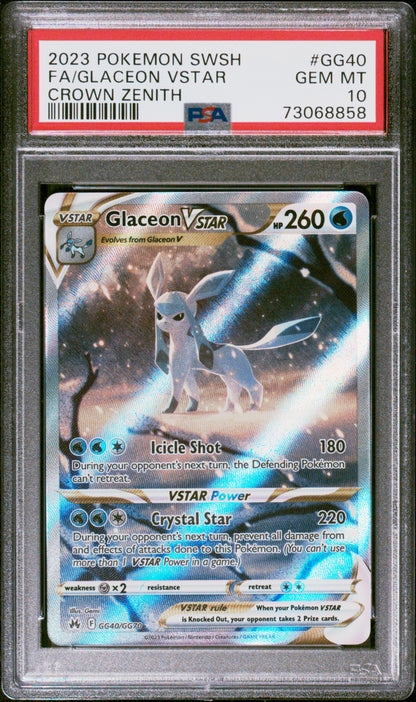 Pokemon 2023 Glaceon VSTAR - SWSH Crown Zenith GG40/GG70 FA - PSA 10