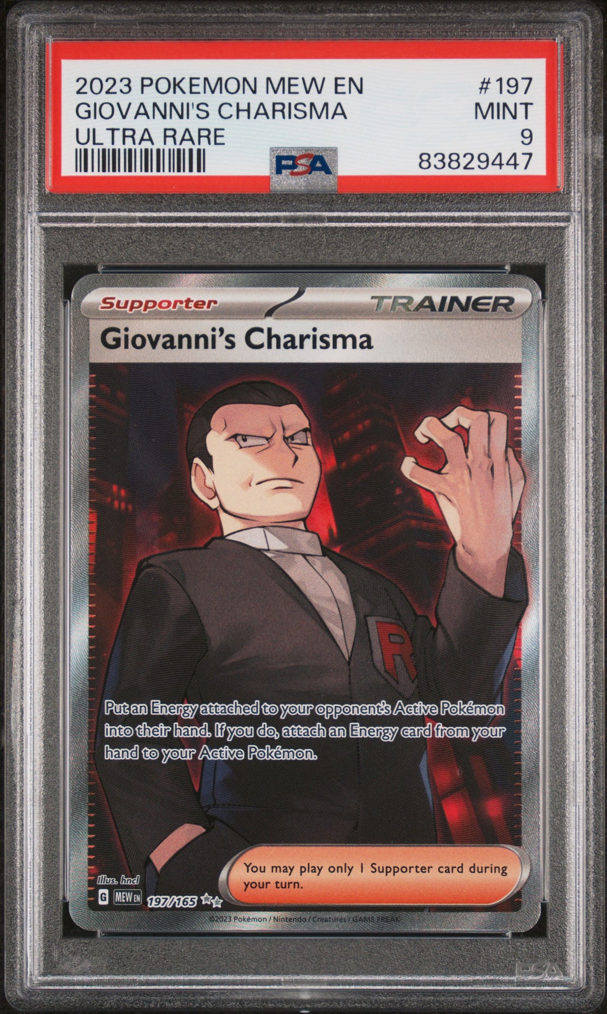 Pokemon 2023 Giovanni's Charisma 197/165 UR 151 PSA 9
