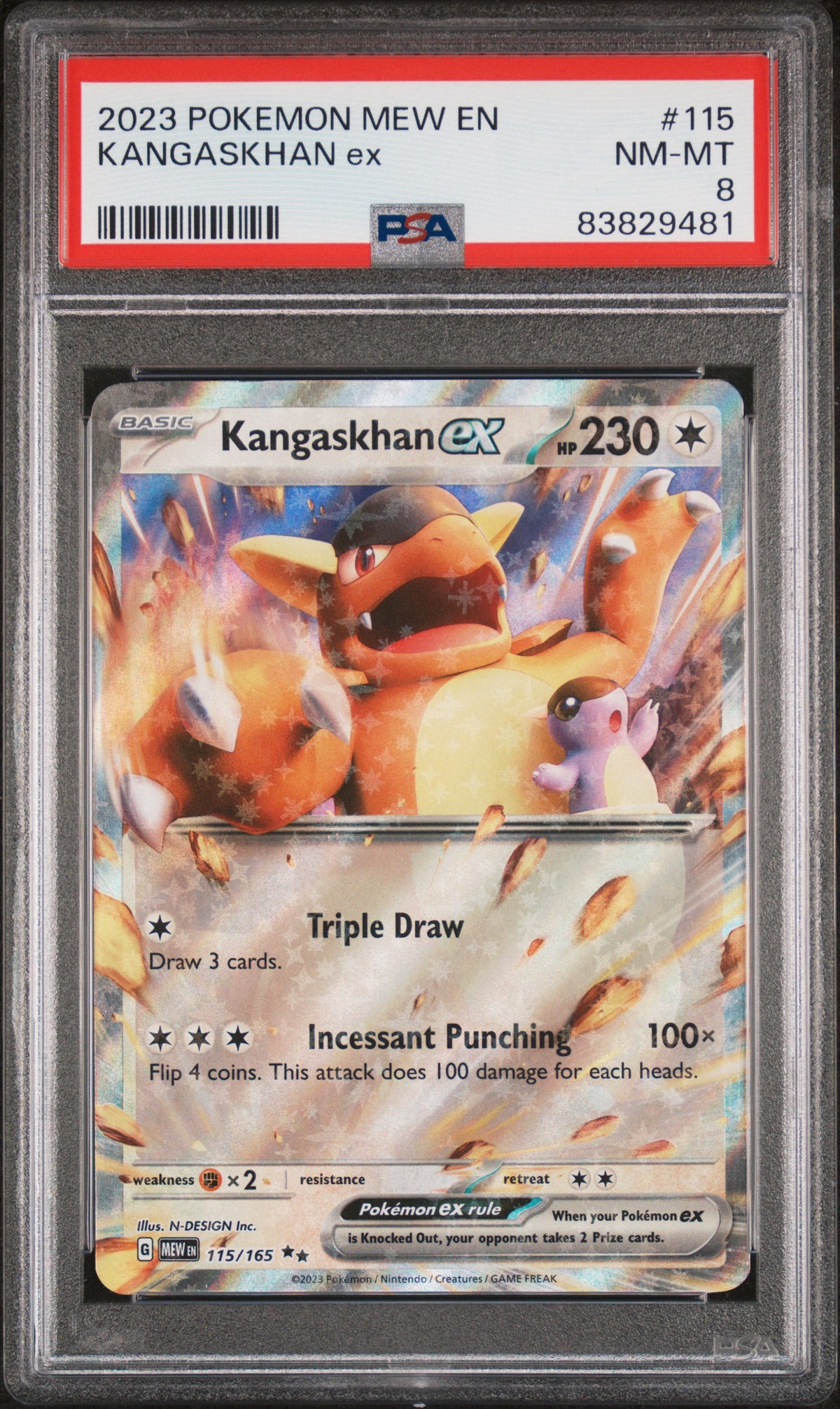 Pokemon 2023 Kangaskhan ex 115/165 Mew 151 PSA 8 [P1]
