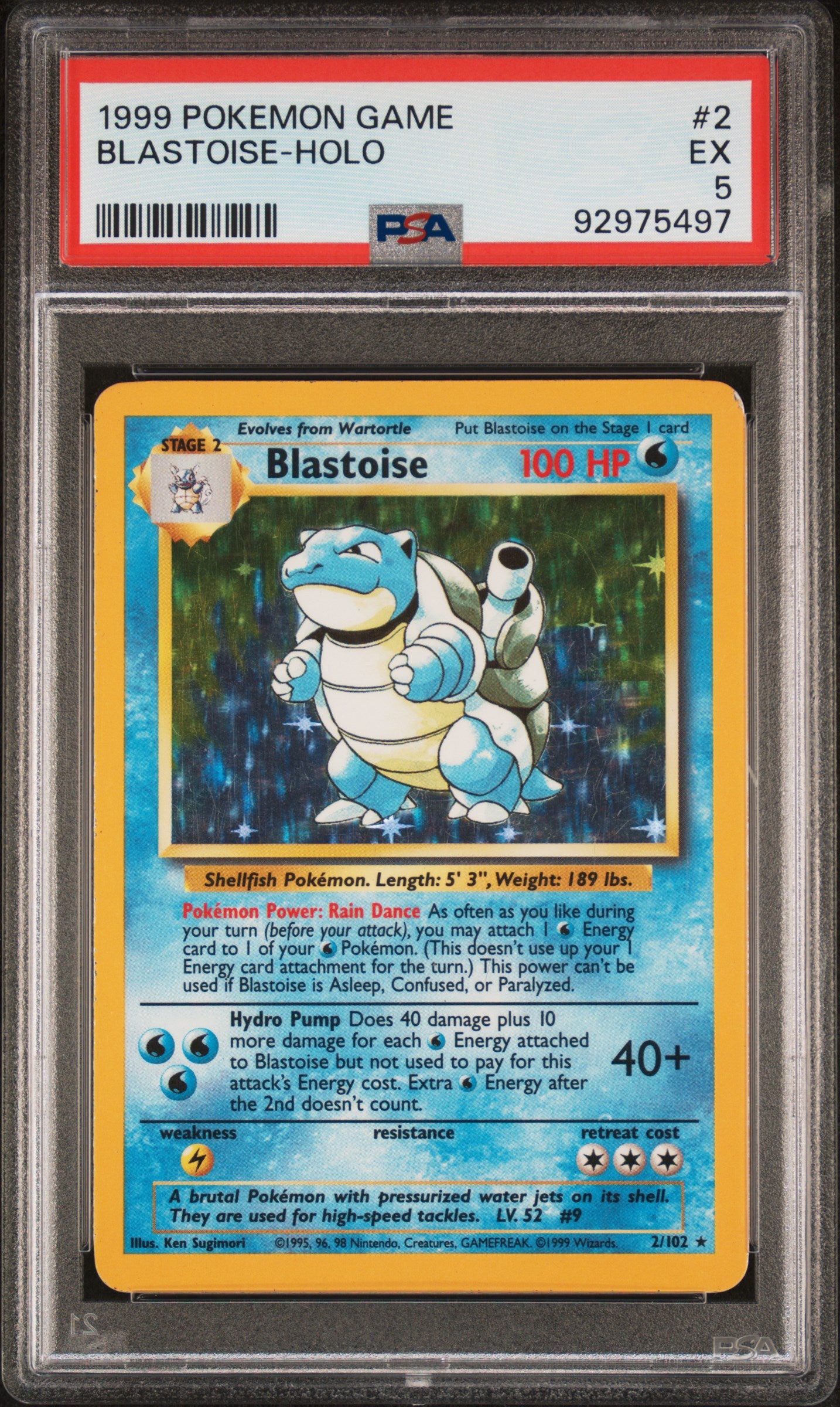 Pokemon 1999 Blastoise - Base Set Unlimited - Holo - PSA 5