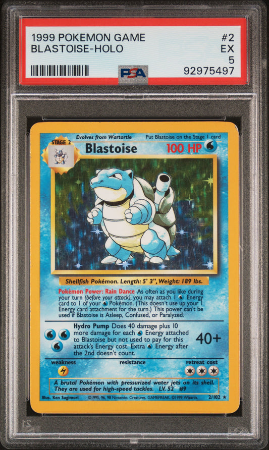 Pokemon 1999 Blastoise - Base Set Unlimited - Holo - PSA 5