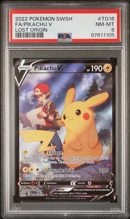Pokemon 2022 Pikachu V - Lost Origin - Full Art - PSA 8
