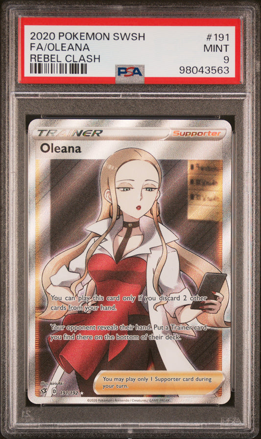 Pokemon 2020 Oleana 191/192 UR Rebel Clash PSA 9
