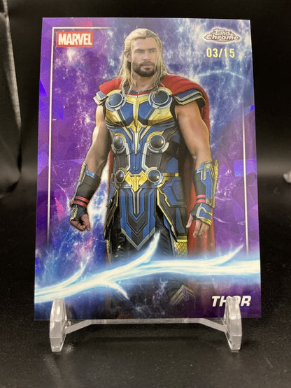 Thor Purple Sapphire 3/15 #134 Marvel 2025 Topps Chrome Studios