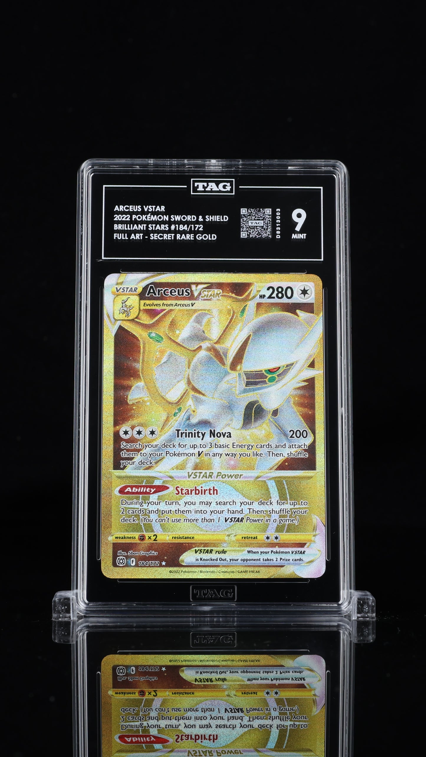 Pokemon 2022 Arceus VSTAR 184/172 - Brilliant Stars SR Gold - TAG 9