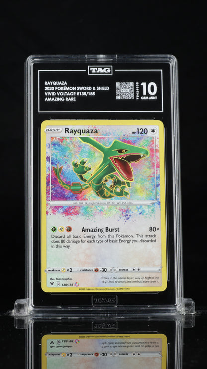 Pokemon 2020 Rayquaza - Vivid Voltage - Amazing Rare - 138/185 - TAG 10