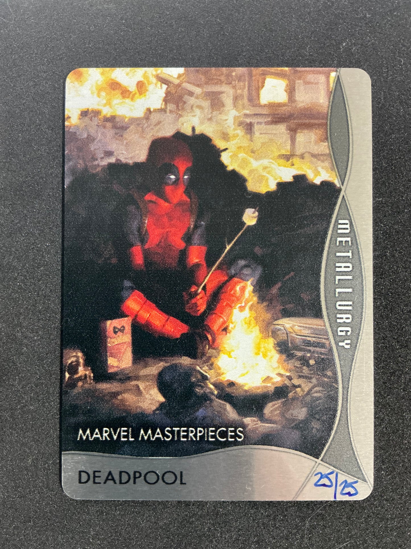 2020 Marvel Masterpieces Metallurgy #M32 Deadpool 25/25 BOOKEND