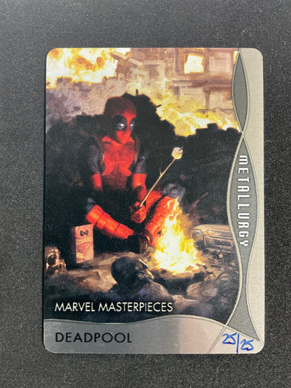 2020 Marvel Masterpieces Metallurgy #M32 Deadpool 25/25 BOOKEND