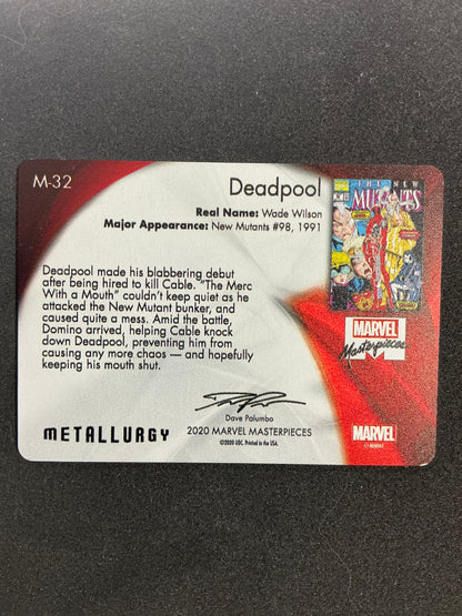2020 Marvel Masterpieces Metallurgy #M32 Deadpool 25/25 BOOKEND