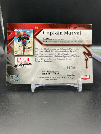 2018 Marvel Masterpieces CAPTAIN MARVEL (13/99) TIER 4 ORANGE CARD