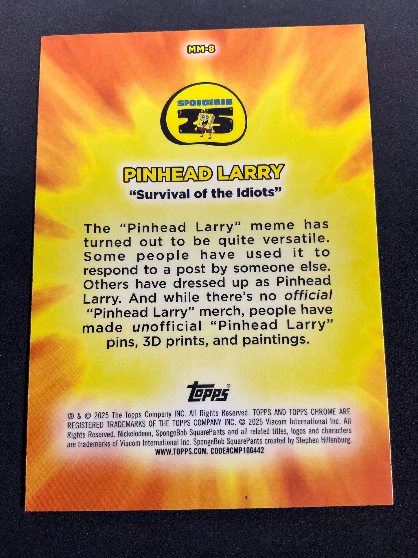 2025 Topps Chrome SpongeBob Squarepants Pinhead Larry Masterful Memes #MM-8