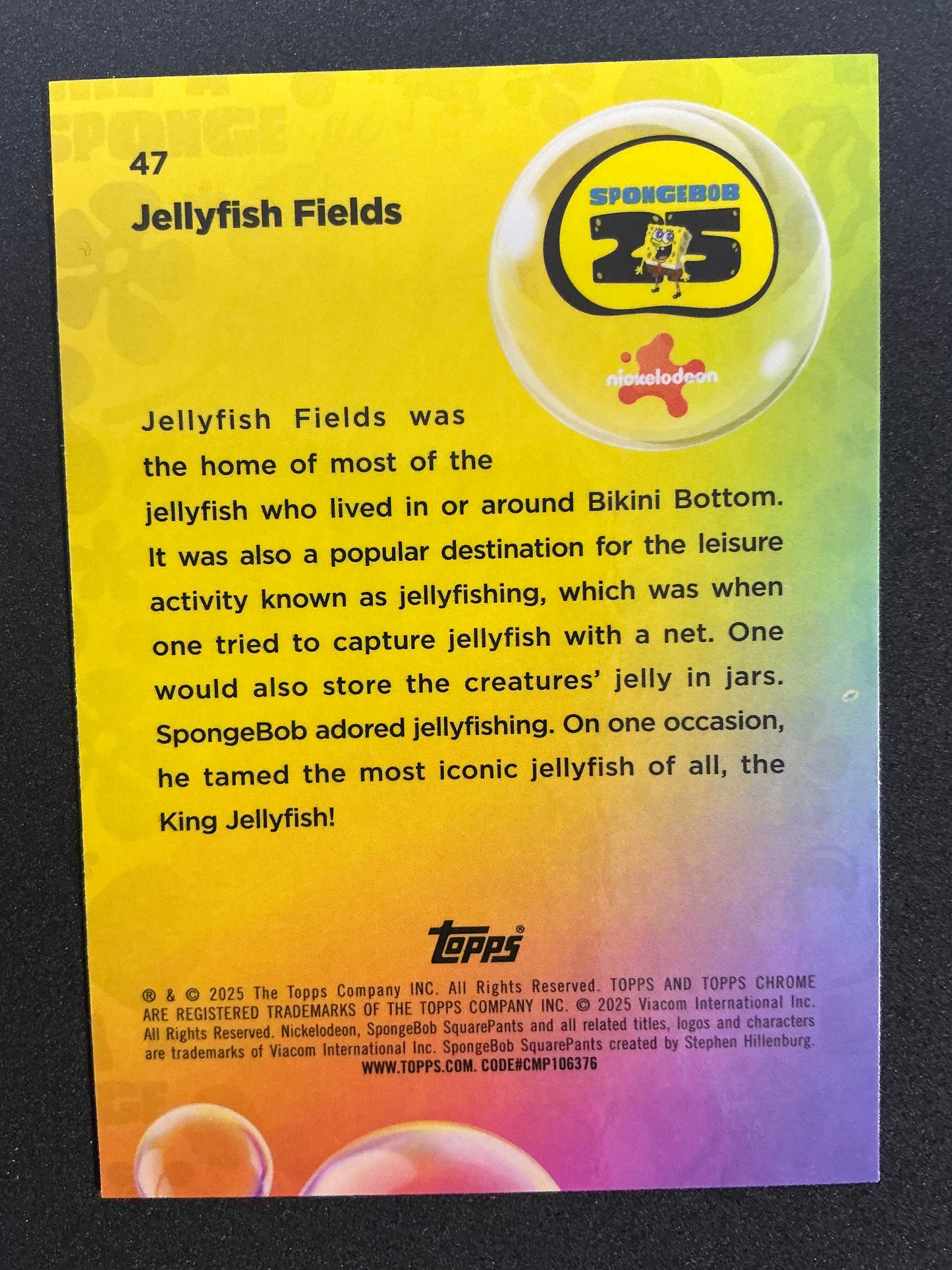 SpongeBob SquarePants Topps Chrome AQUA LAVA 26/199 Jellyfish Fields #47