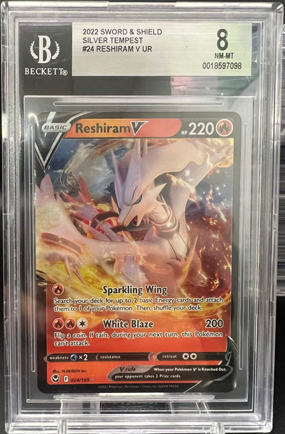 Pokemon 2022 Reshiram V - Silver Tempest - UR - BGS 8
