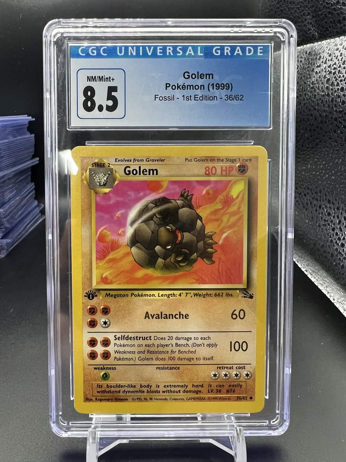 Pokemon 1999 Golem - Fossil 1st Edition - CGC 8.5
