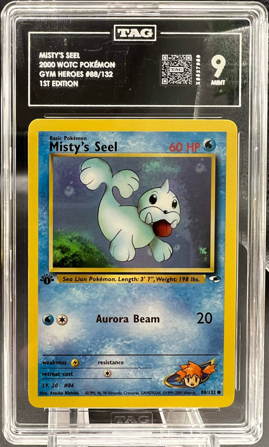 Pokemon 2000 Misty's Seel - Gym Heroes 1st Edition - 88/132 - TAG 9