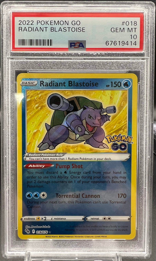 Pokemon 2022 Radiant Blastoise - Pokemon GO - PSA 10
