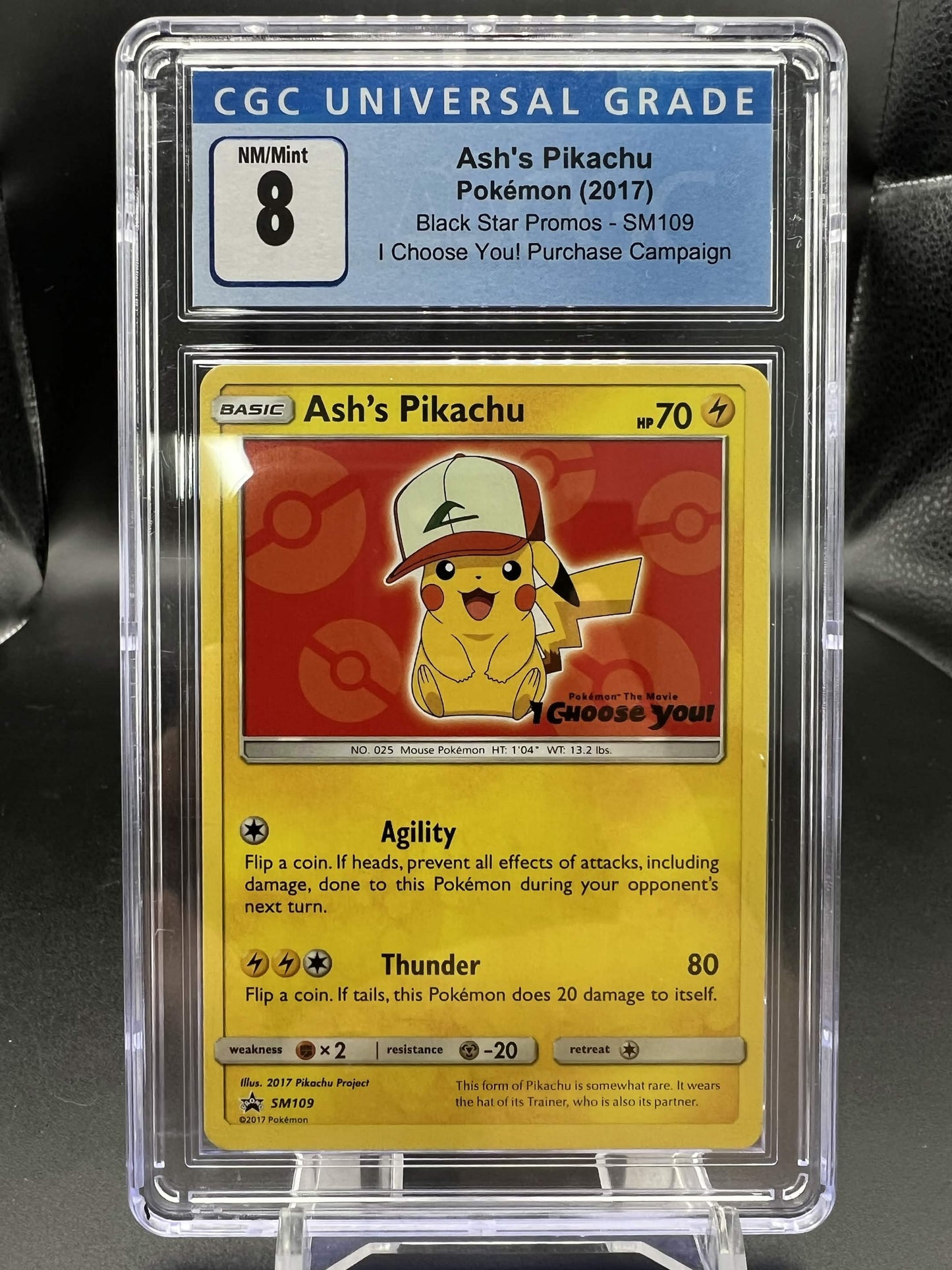 Pokemon 2017 Ash's Pikachu - I Choose You! Black Star Promo - CGC 8