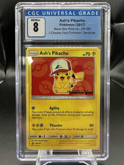 Pokemon 2017 Ash's Pikachu - I Choose You! Black Star Promo - CGC 8