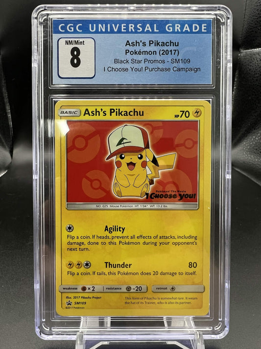 Pokemon 2017 Ash's Pikachu - I Choose You! Black Star Promo - CGC 8