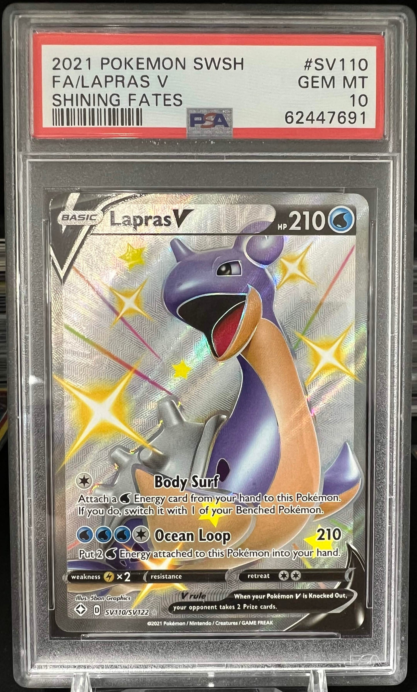 Pokemon 2021 Lapras V - Shining Fates - Full Art - PSA 10