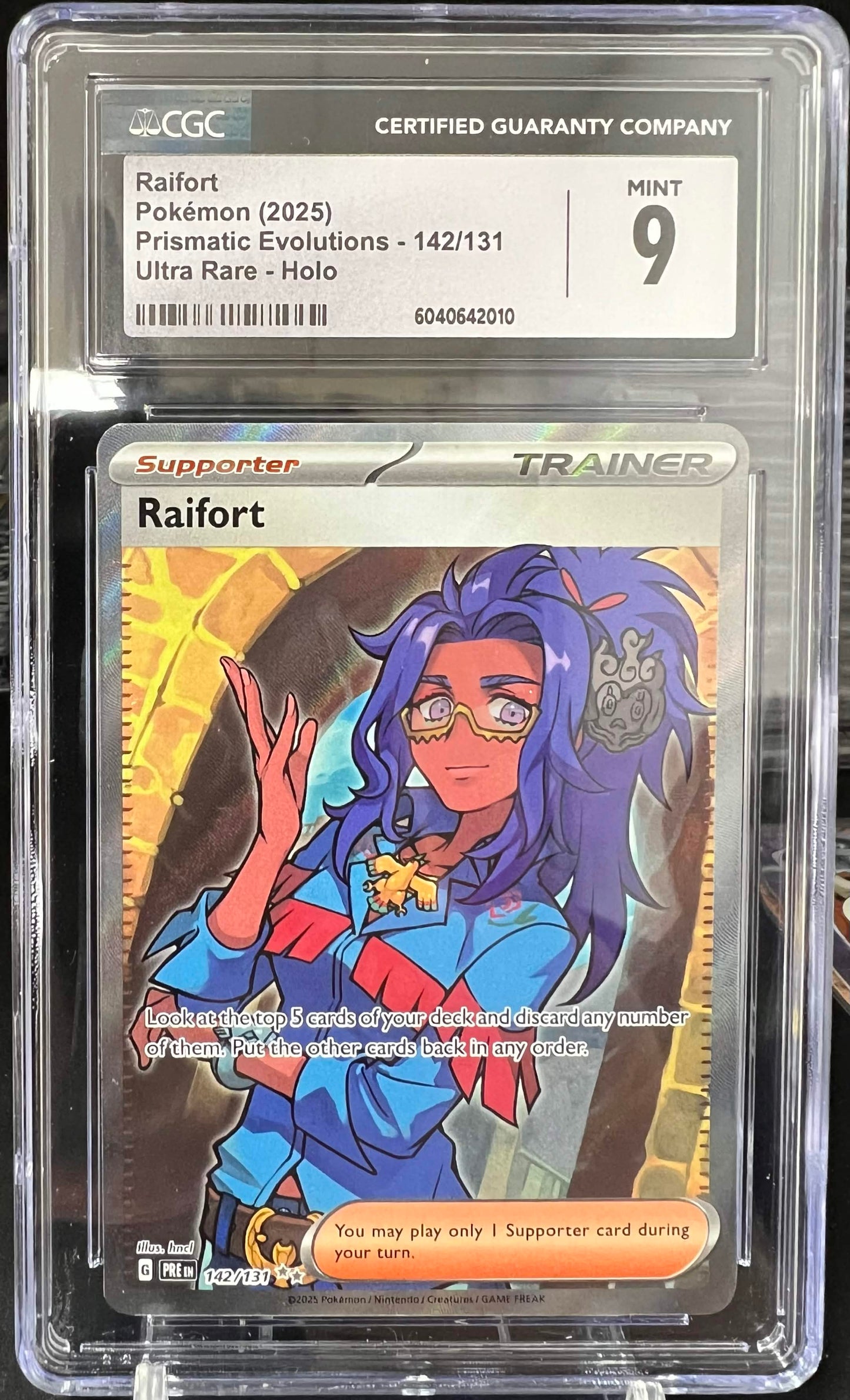 Pokemon 2025 Raifort - Prismatic Evolutions - Ultra Rare - Holo - CGC 9