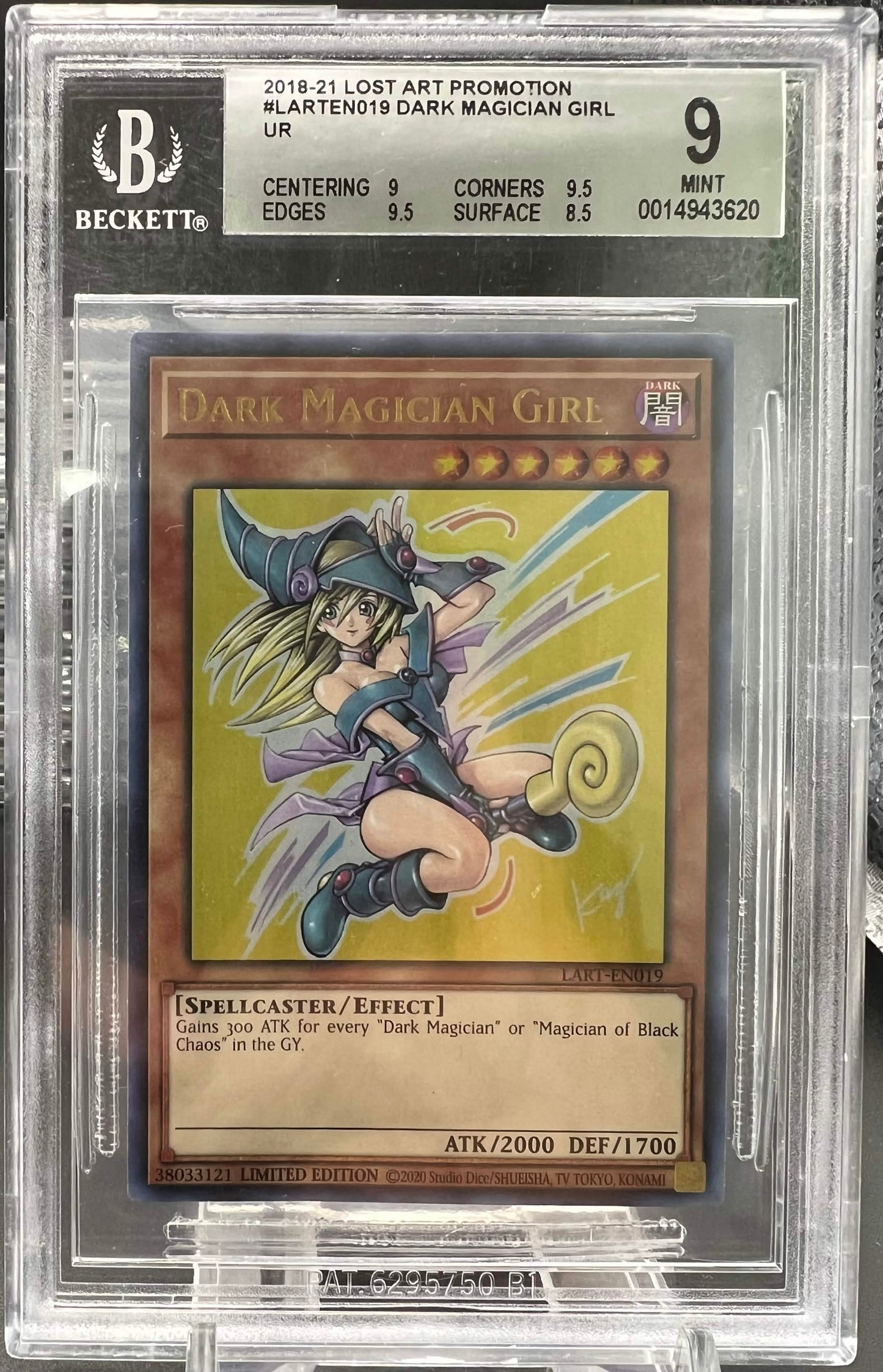 YuGiOh 2018-2021 Dark Magician Girl LART-EN019 Lost Art Promo - BGS 9