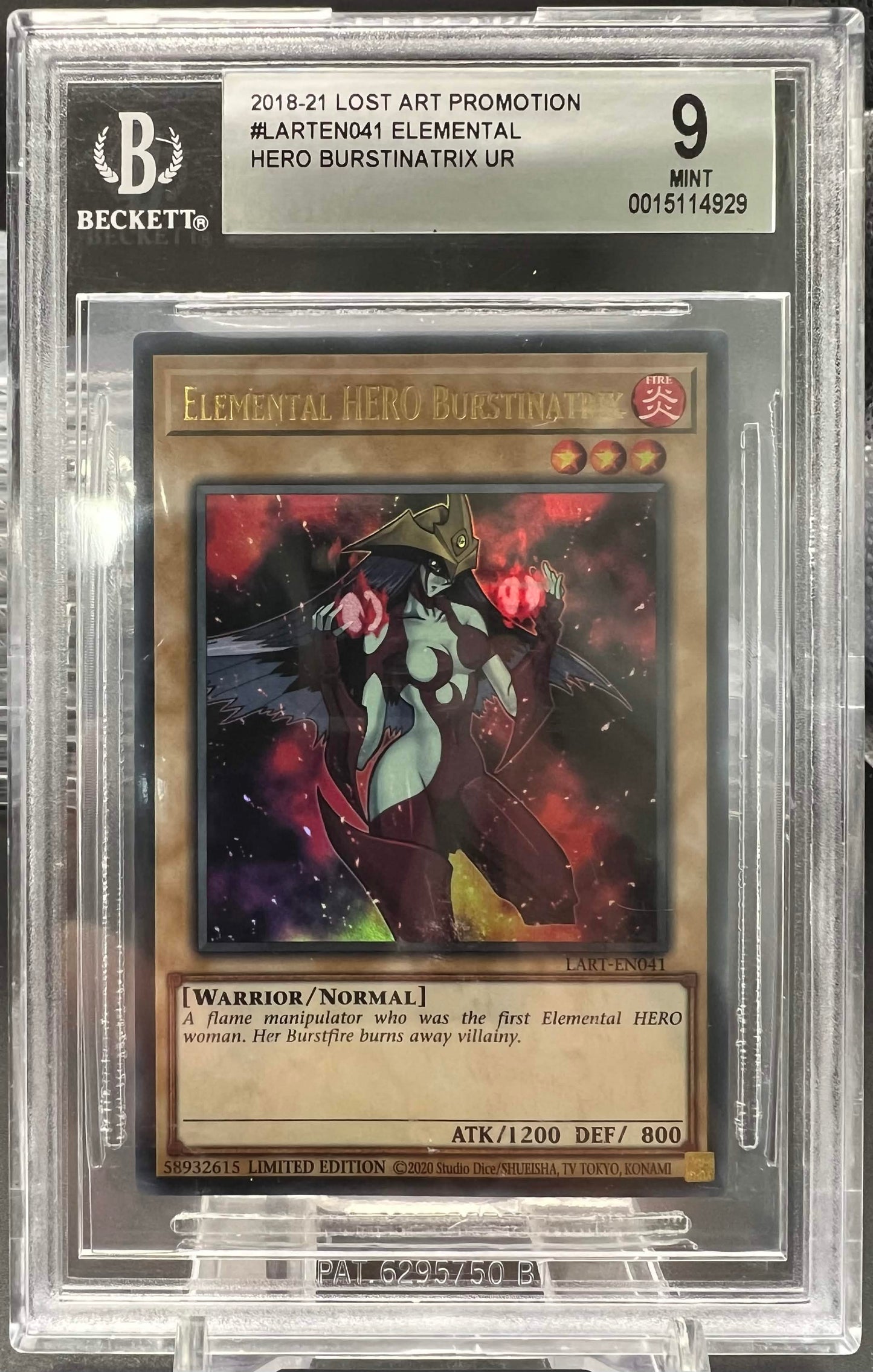 YuGiOh 2018-2021 Elemental HERO Burstinatrix LART-EN041 Lost Art Promo - BGS 9