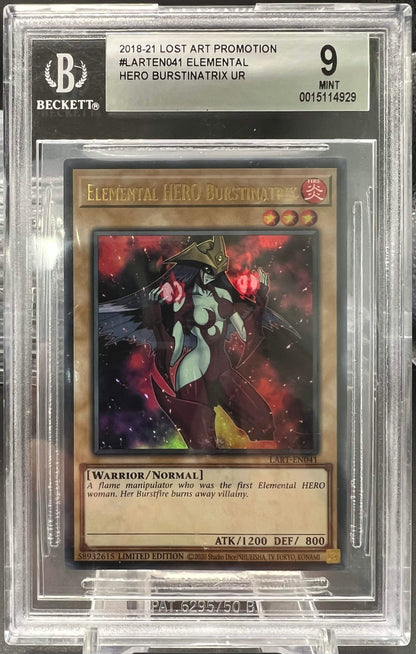 YuGiOh 2018-2021 Elemental HERO Burstinatrix LART-EN041 Lost Art Promo - BGS 9