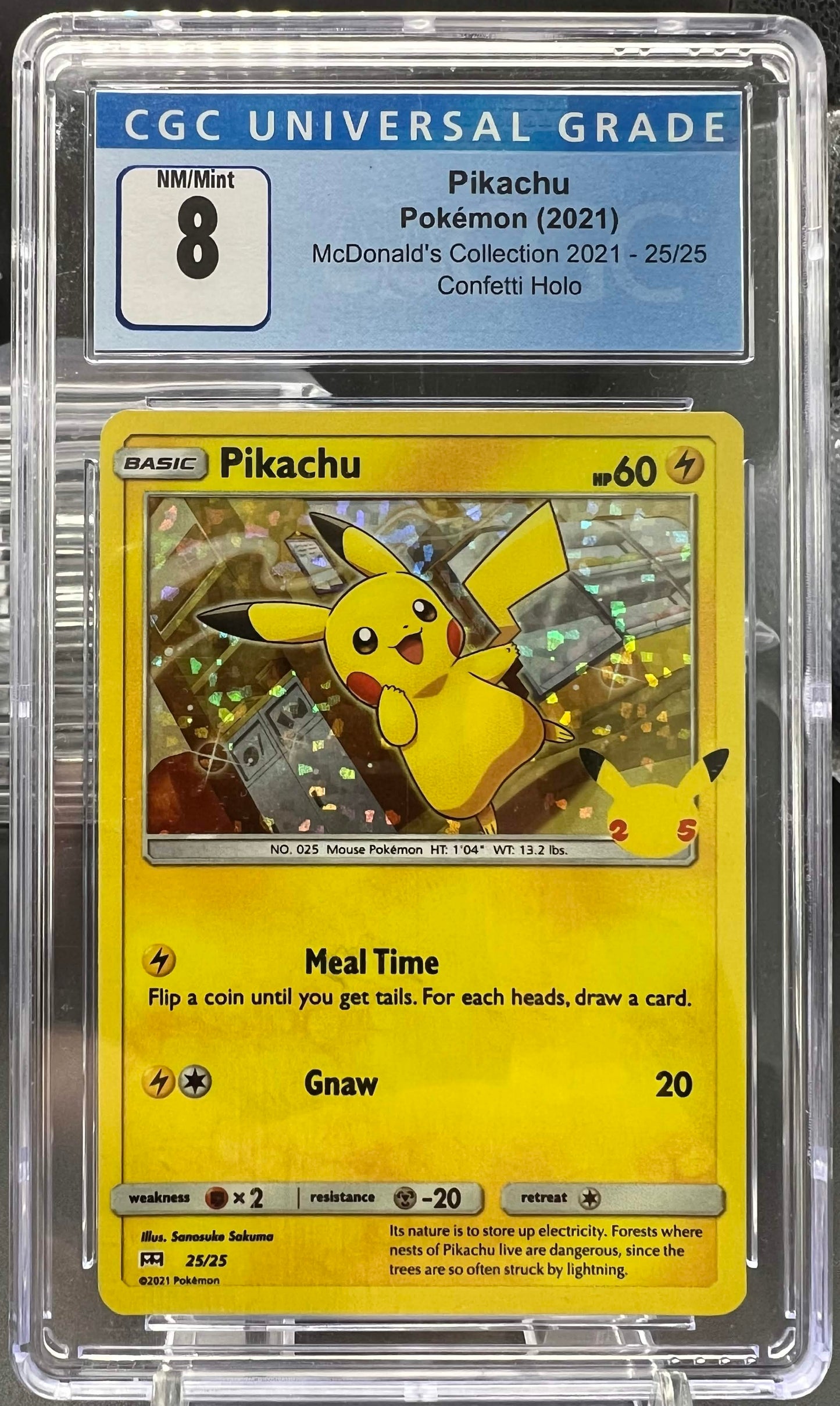Pokemon 2021 Pikachu - McDonald's Collection 2021 - Confetti Holo - CGC 8