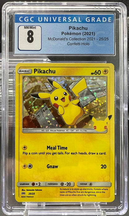 Pokemon 2021 Pikachu - McDonald's Collection 2021 - Confetti Holo - CGC 8