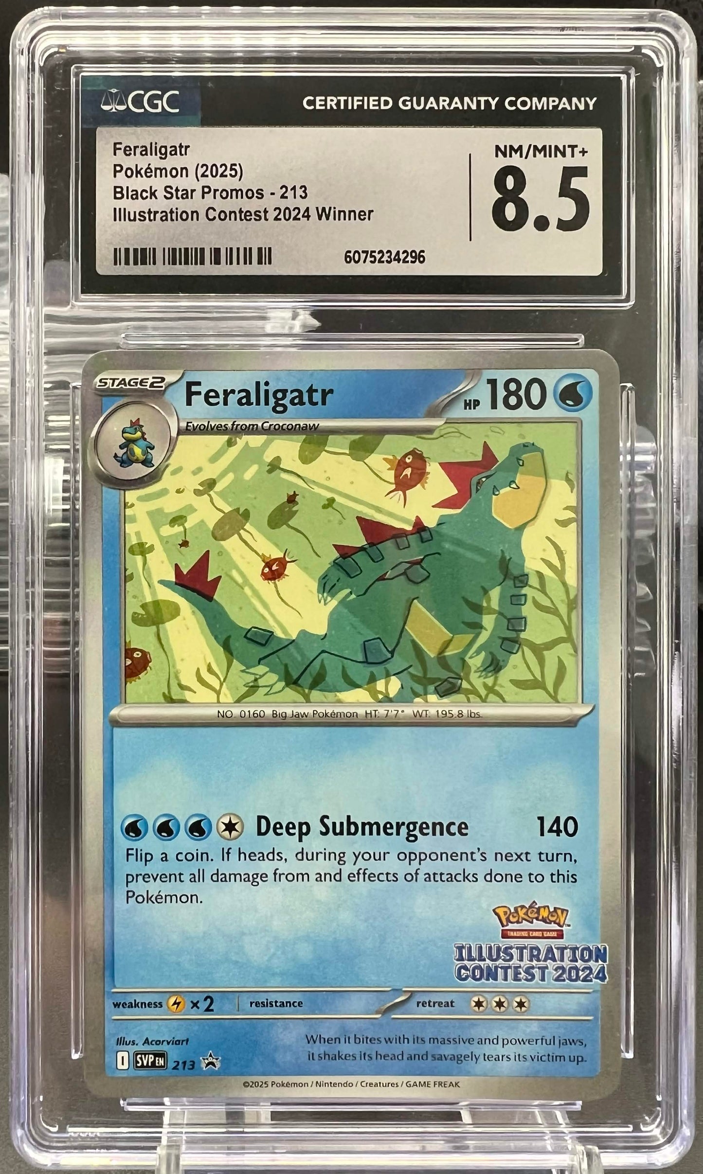 Pokemon 2025 Feraligatr - Illustration Contest 2024 Winner Promo - CGC 8.5