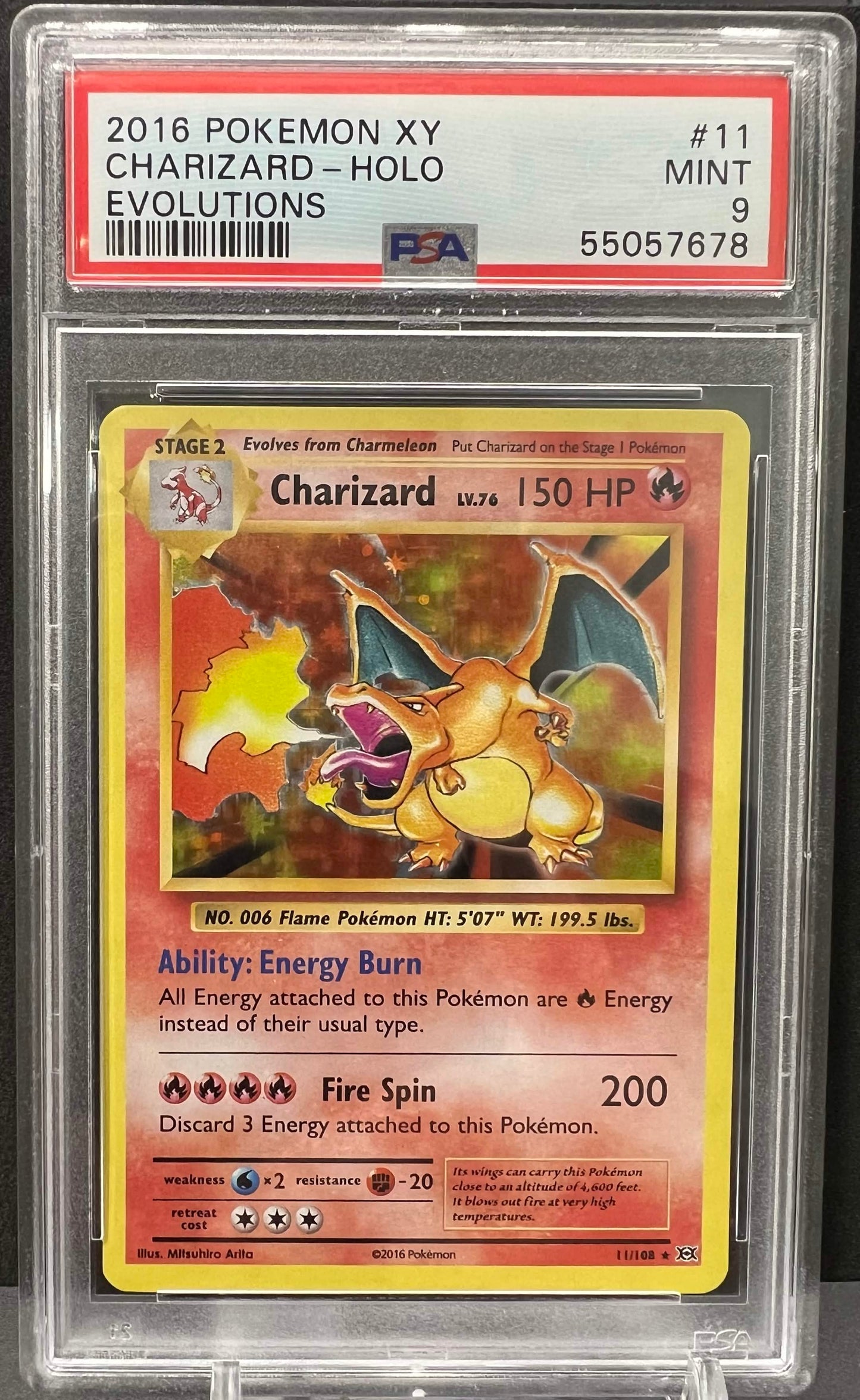 Pokemon 2016 Charizard - XY Evolutions 11/108 - Holo - PSA 9