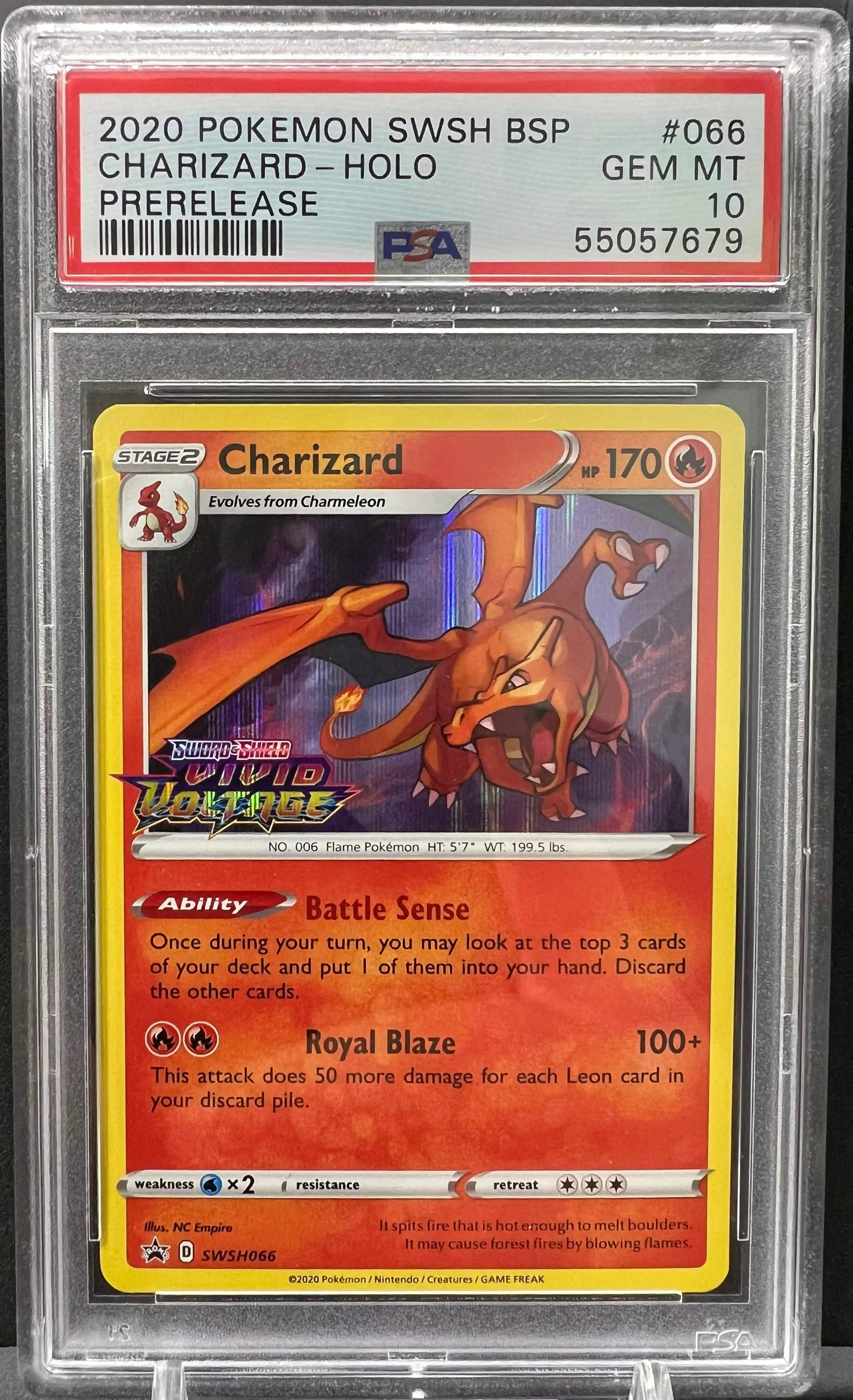 Pokemon 2020 Charizard - Vivid Voltage Prerelease Stamped Promo Holo - PSA 10
