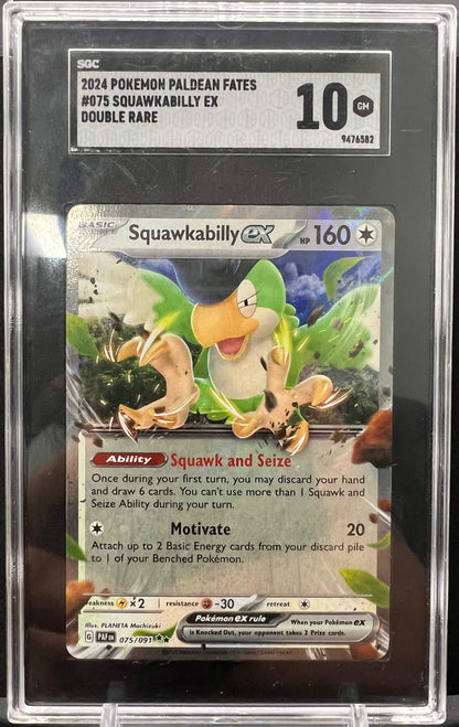 Pokemon 2024 Squawkabilly ex - SV Paldean Fates 075/091 DR - SGC 10