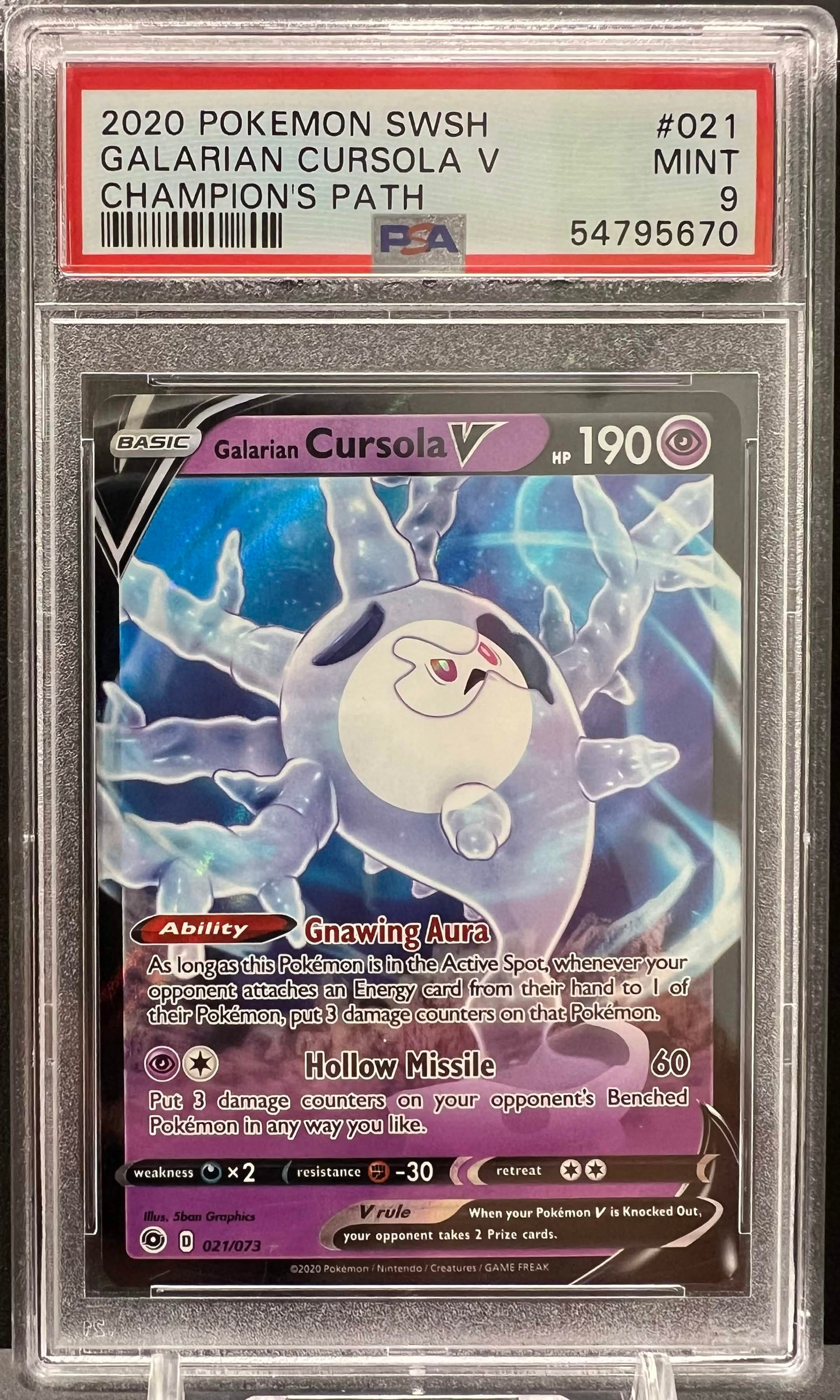Pokemon 2020 Galarian Cursola V - Champion's Path 021/073 - PSA 9