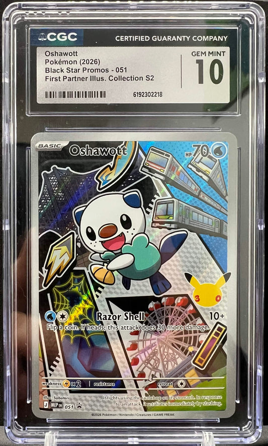 Pokemon 2026 Oshawott 051 - First Partner Illustration Colle. S2 Promo - CGC 10