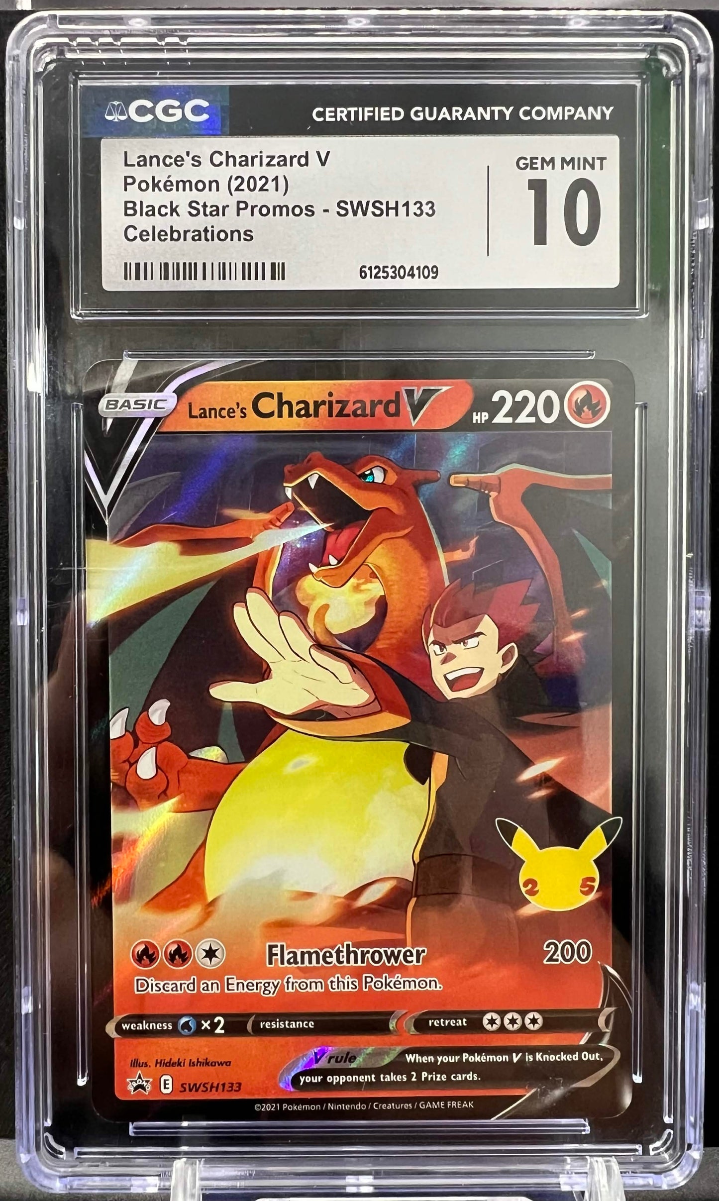 Pokemon 2021 Lance's Charizard V SWSH133 - Celebrations Promo - CGC 10