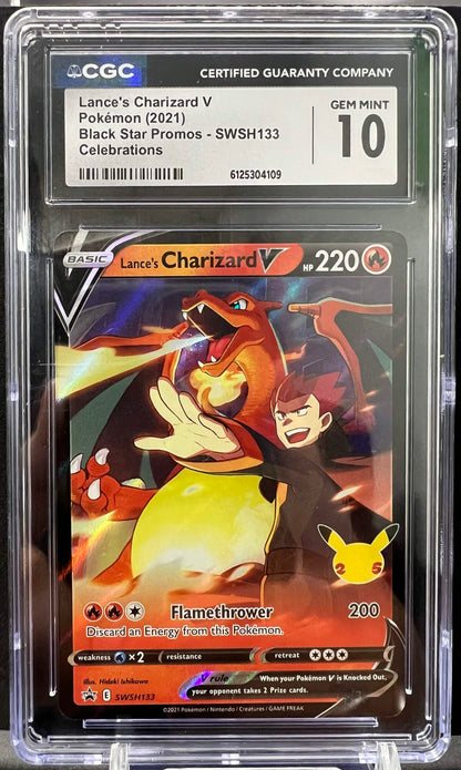 Pokemon 2021 Lance's Charizard V SWSH133 - Celebrations Promo - CGC 10