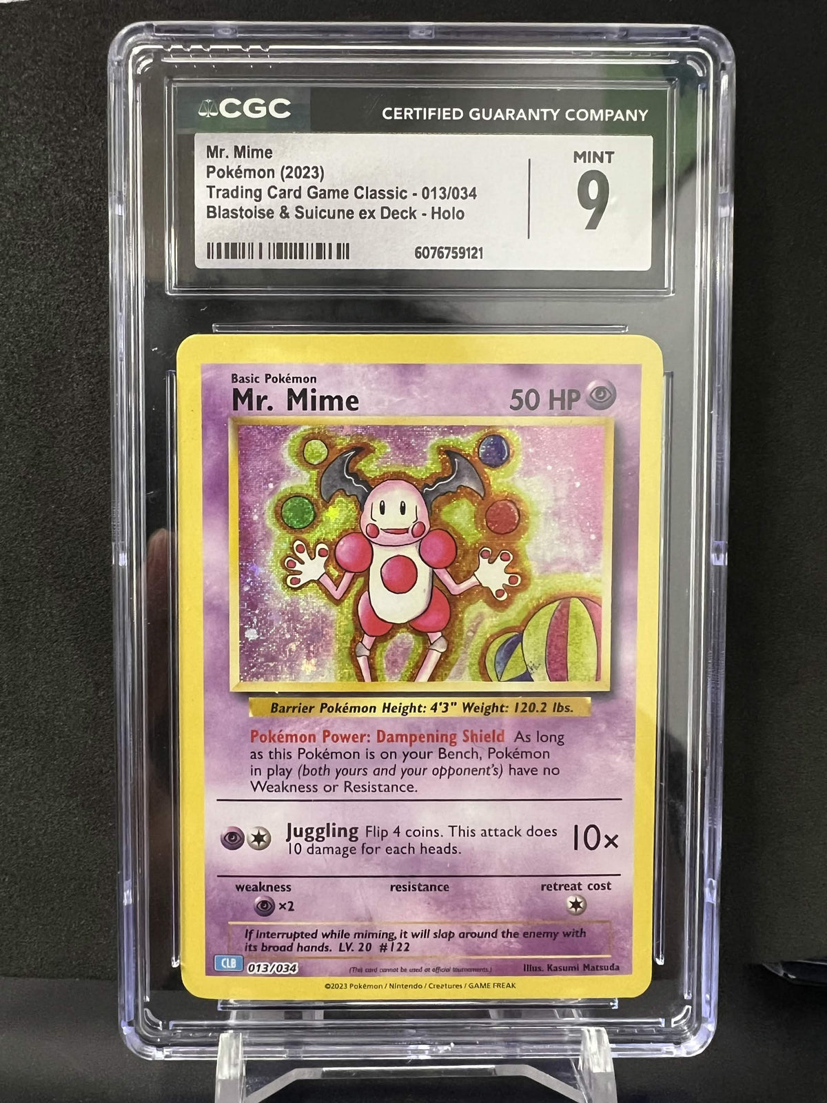 Pokemon 2023 Mr. Mime 013/034 Holo TCG Classic Blastoise Deck CGC 9
