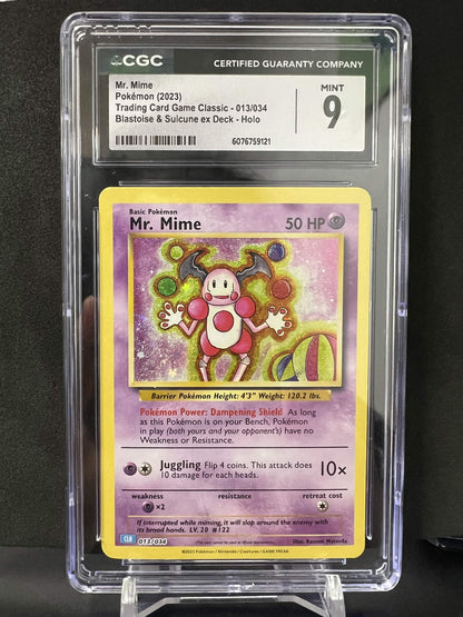 Pokemon 2023 Mr. Mime 013/034 Holo TCG Classic Blastoise Deck CGC 9
