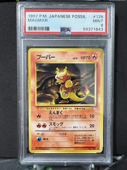 Pokemon JP 1997 Magmar 126 Fossil PSA 9
