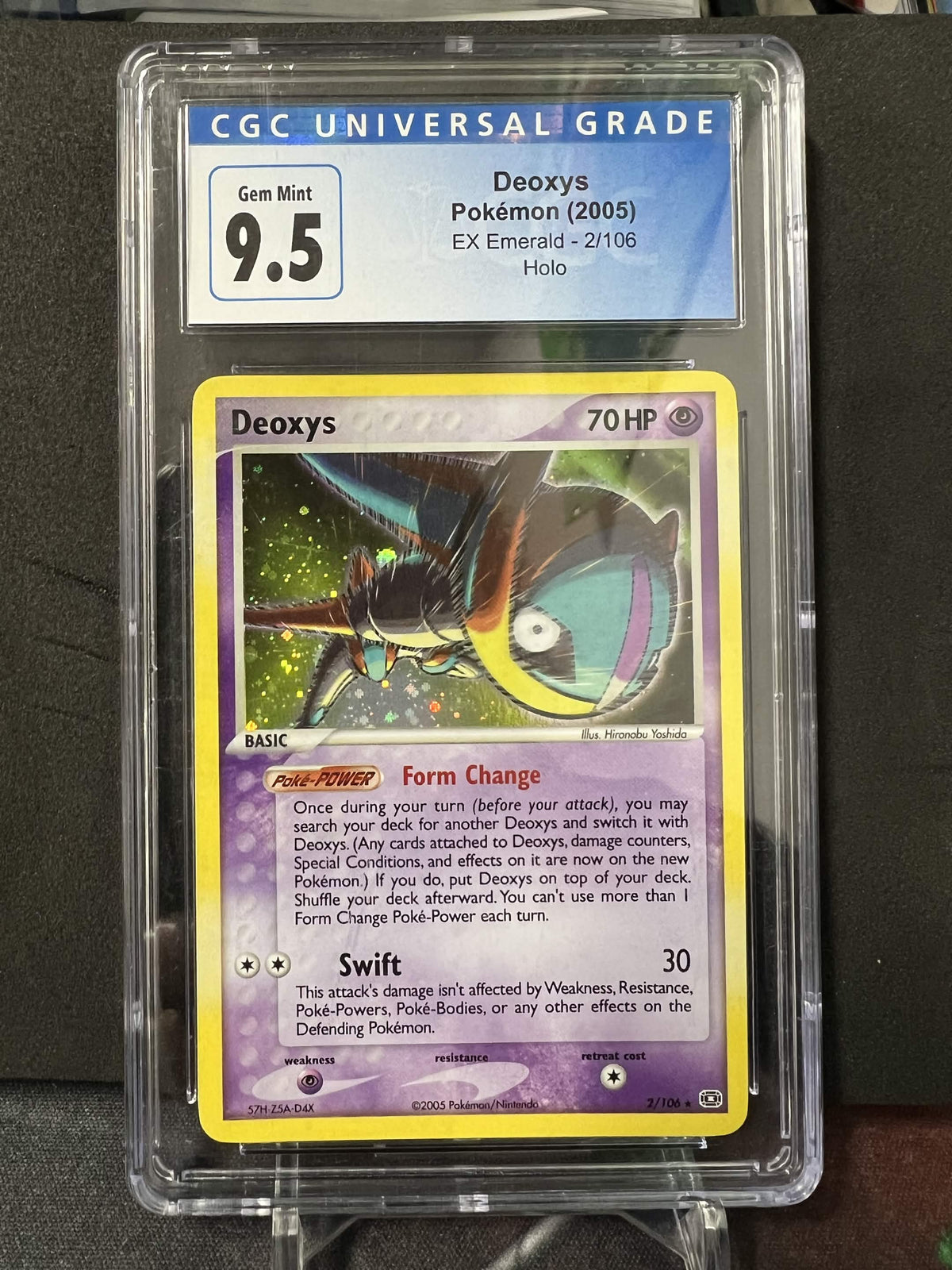 Pokemon 2005 Deoxys 2/106 Holo EX Emerald CGC 9.5