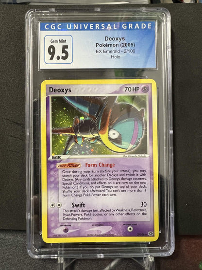 Pokemon 2005 Deoxys 2/106 Holo EX Emerald CGC 9.5