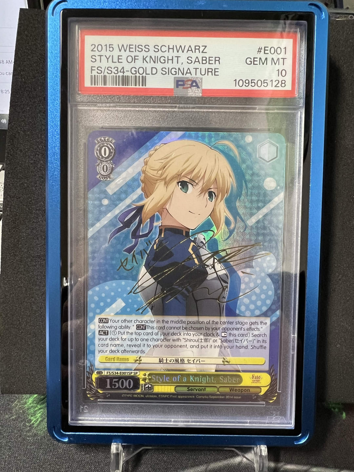 Weiss Schwarz 2015 Style of a Knight, Saber FS/S34-Gold Signature PSA 10