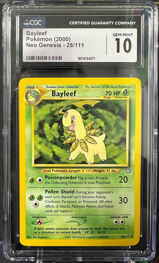 Pokemon 2000 Bayleef 28/111 Neo Genesis CGC 10