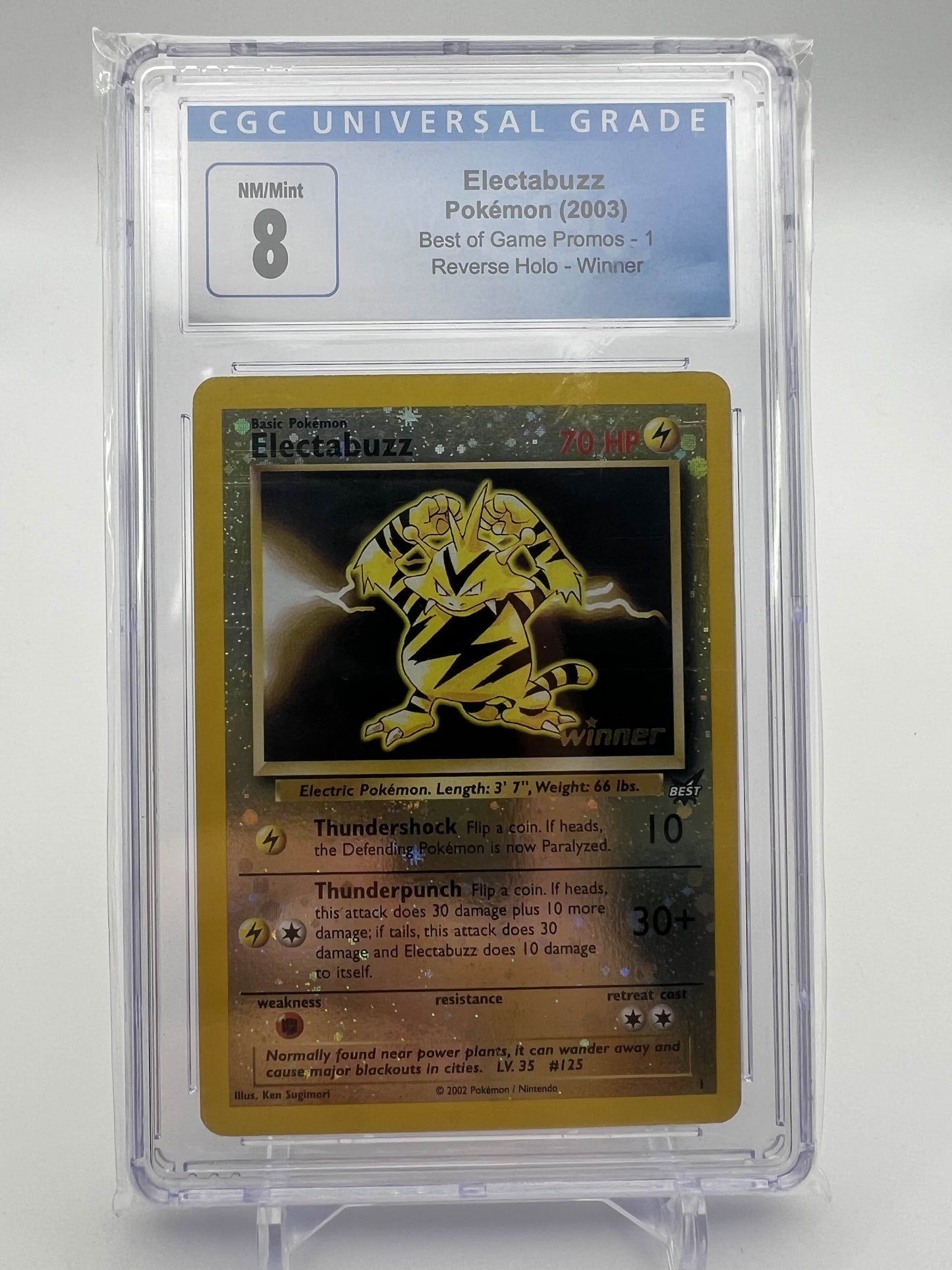 ELECTABUZZ POKEMON 2003 BEST OF GAME PROMOS 1 REVERSE HOLO WINNER CGC 8