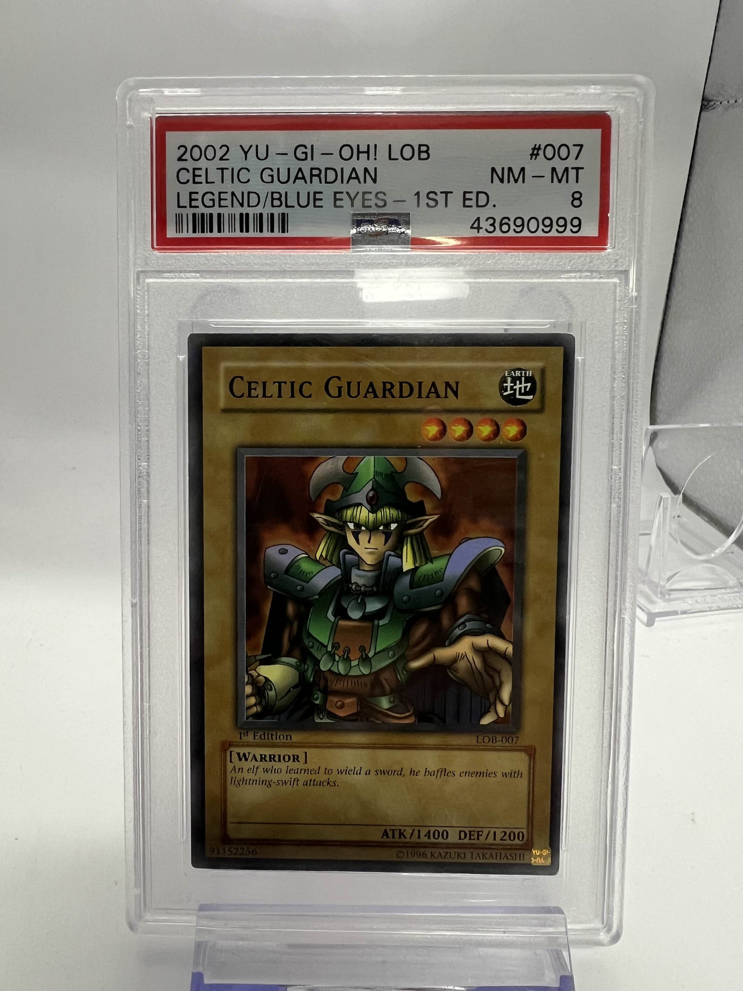 2002 Yu-Gi-Oh! LoB Celtic Guardian Legend/Blue Eyes - 1st Ed. PSA 8